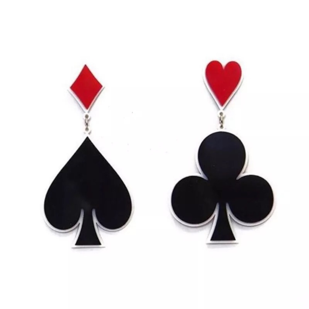 Spades and Clubs Acrylic Dangle Earrings